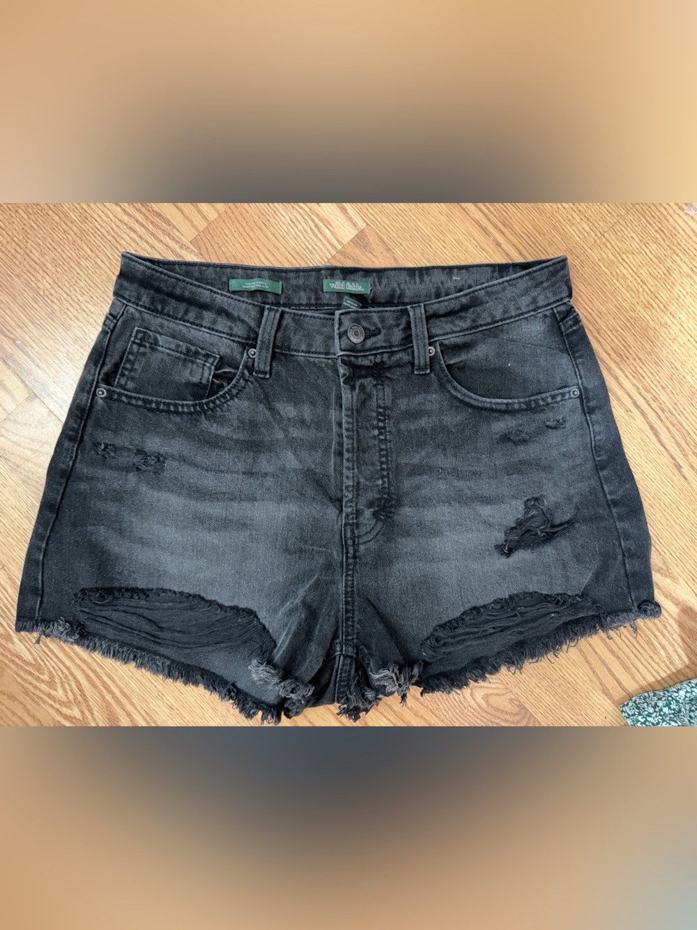 Wild Fable Black Distressed High-Rise Denim Shorts